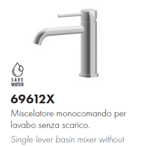 Single lever basin mixer without pop-up waste set.