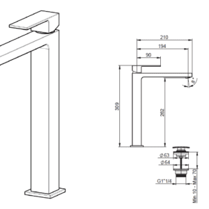 WASH-BASIN MIXER TALL WITH 1”1/4 CLICK CLACK WASTE